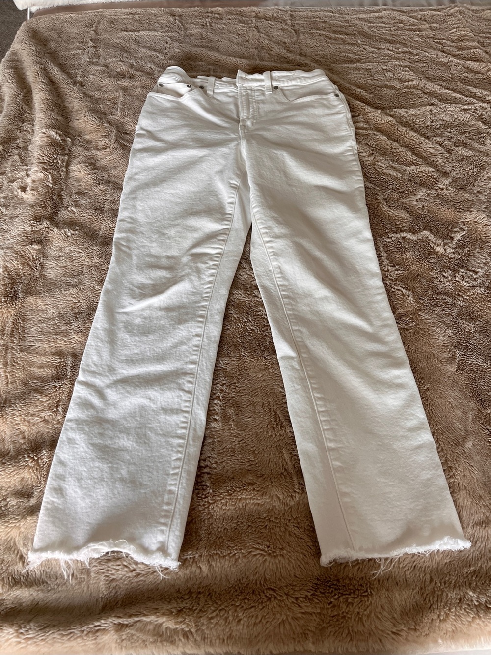 Madewell White Raw-Hem Wide Leg Jeans